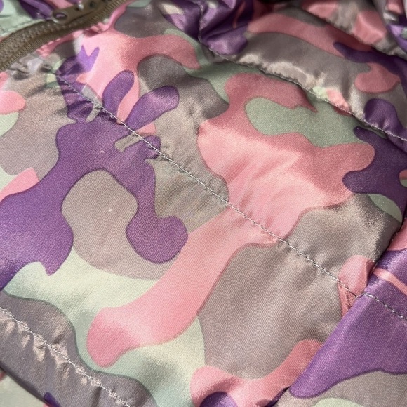 HAYDEN Girls Camo coat with bottom ruffles. Beige, pink, and purple. 13/14. NWOT - Picture 5 of 5